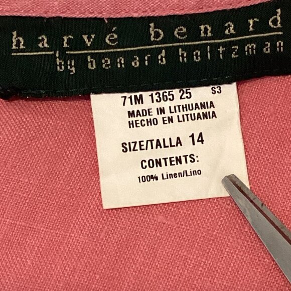 Harve Benard 100% Linen Sleeveless Pink Midi Dress Sz 14 #293F - Picture 7 of 8